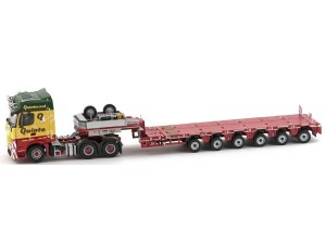 Marketplace : MERCEDES BENZ Arocs Big Space 6x4 avec semi surbaissée NOOTEBOOM 6 essieux transport QUINTO - IMC Models - 1:50