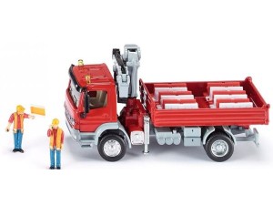 Marketplace : MERCEDES BENZ Atego benne 4x2 avec grue personnages et accessoires - Siku - 1:50