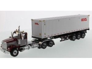 Marketplace : WESTERN STAR 4900 SF Avec porte container et container 40 Pieds OOCL - Diecast Masters - 1:50