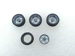 4 roues Ferrari 5 branches ø 15.50 mm - Résine 3D - 1:43
