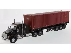 Marketplace : KENWORTH T880 SFFA 6x4 + porte container et container 40 Pieds TEX - Diecast Masters - 1:50