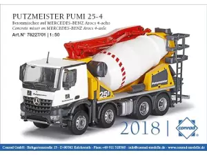 Marketplace : MERCEDES-BENZ Arocs 8x4 Toupie PUTZMEISTER avec bras pompe - Conrad - 1:50