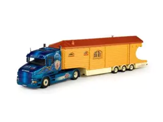 Marketplace : SCANIA T Torpedo Niedergeass avec semi roulotte 3 essieux - Tekno - 1:50