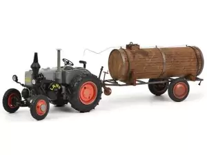 Markeplace : Tracteur LANZ BULLDOG avec une remorque citerne  - SCHUCO - 1:32